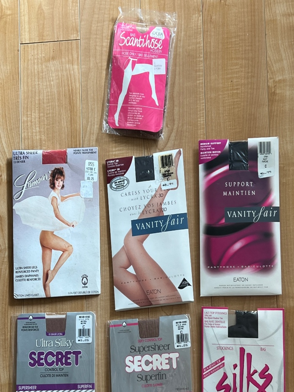 7 Pair Vintage Pantyhose Size C Assorted Brands and Colours Never Worn
